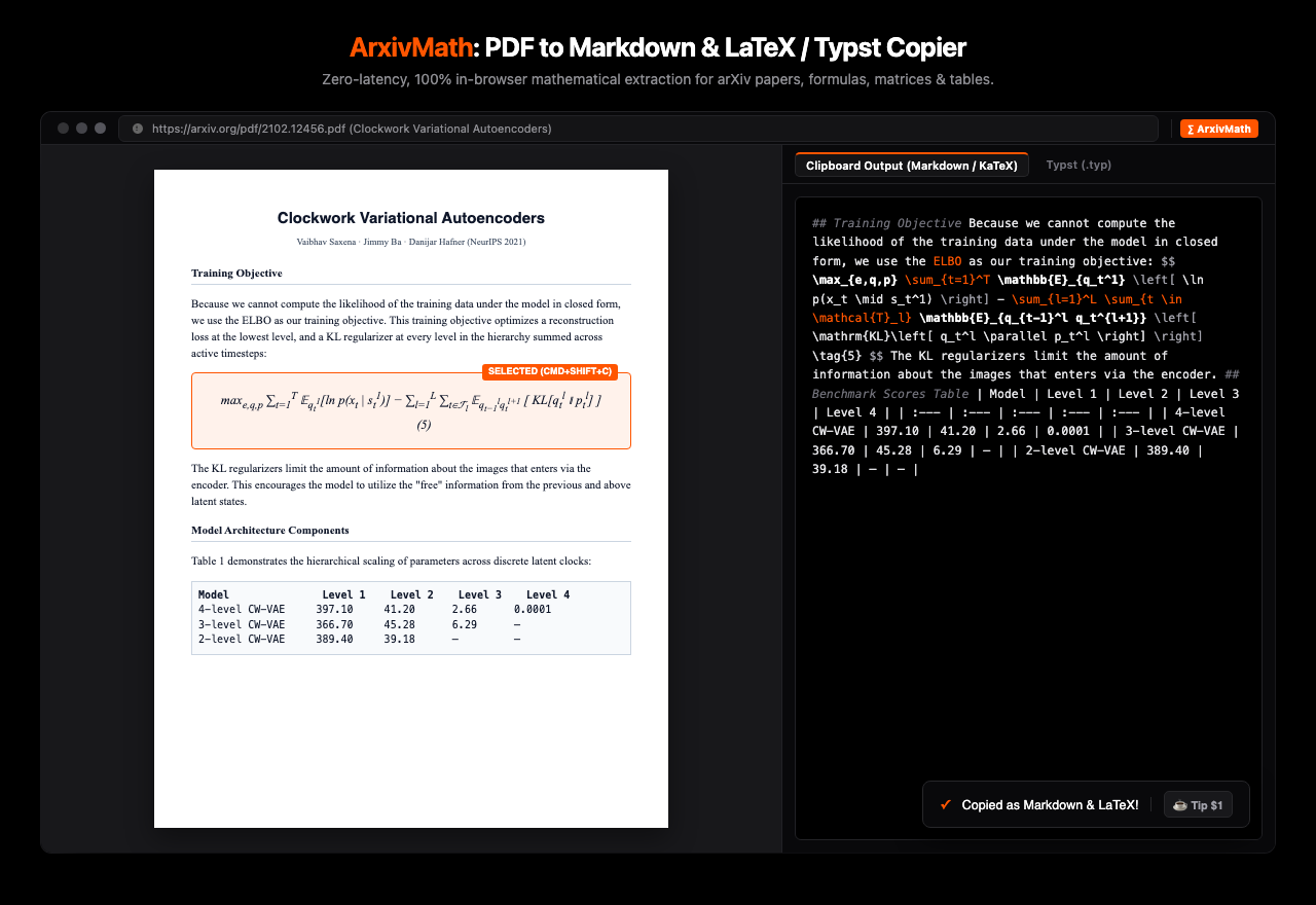 ArxivMath Live Extension Preview